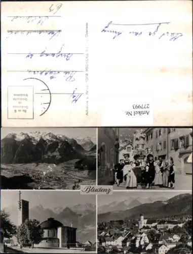 277993,Bludenz Totale Kirche Trachten Bergkulisse pub Foto Risch-Lau 3274