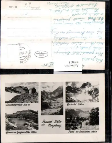 278035,Brand Totale b. Bludenz u. Umgebung Lünersee Douglass-Hütte Zmba Strassburger-Hütte Mehrbildkarte