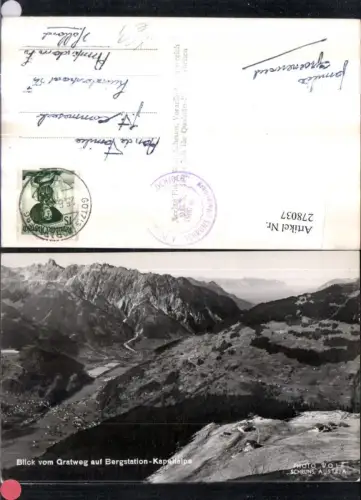 278037,Blick vom Gratweg auf Bergstation Kapellalpe b. Schruns Bergkulisse pub Foto Wolf