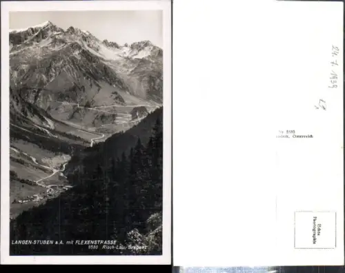 307821,Langen Stuben am Arlberg Totale m. Flexenstraße Bergkulisse pub Risch-Lau 8580
