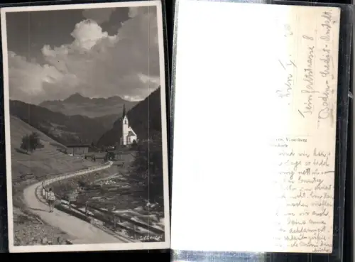 307826,Silbertal b. Schruns Kirche Bergkulisse