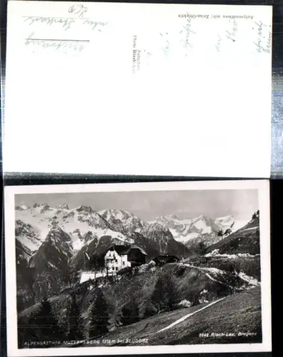 307870,Alpengasthof Muttersberg b. Bludenz Bergkulisse pub Risch-Lau 3642 Postablage Stempel