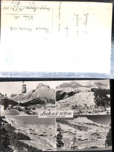 307882,Lech Arlberg Totale Seilbahn Kirche Bergkulisse Winterbilder Mehrbildkarte pub Risch-Lau 4065