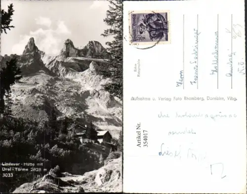 354017,Lindauer-Hütte Berghütte b. Tschagguns m. Drei Türme Bergkulisse pub Foto Rhomberg 3033