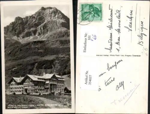 354037,Zürs am Arlberg Hotel Edelweiß m. Hasenfluh Bergkulisse pub Risch-Lau 4980