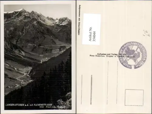 354044,Langen Stuben am Arlberg Totale m. Flexenstraße Bergkulisse pub Risch-Lau 8580