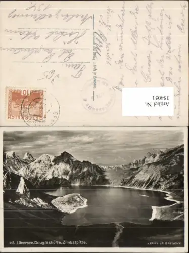 354051,Lünersee See Douglashütte Zimbaspitze Bergkulisse pub J. Fritz jr. Bregenz