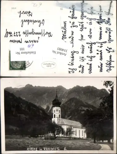 354085,Vandans Kirche Bergkulisse