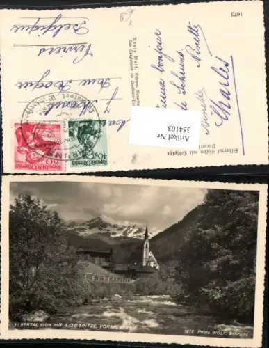 354103,Silbertal Kirche m. Lobspitze Bergkulisse pub Foto Wolf 1673