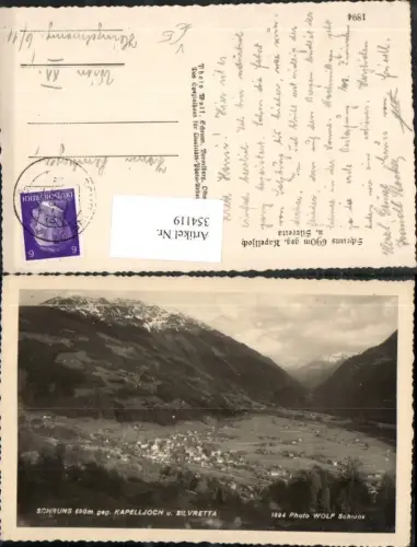354119,Schruns Totale geg. Kapelljoch u. Silvretta Bergkulisse pub Foto Wolf 1894