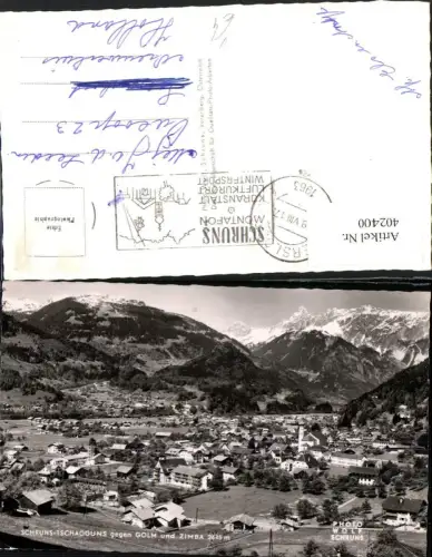402400,Schruns Tschagguns Totale geg. Golm u. Zimba Bergkulisse pub Foto Wolf