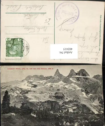 402415,Lindauer-Hütte Berghütte b. Tschagguns m. Drei Türmen Bergkulisse