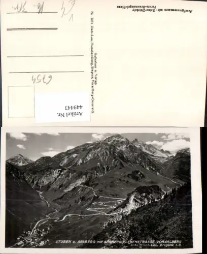 449442,Stuben am Arlberg Totale m. Flexenstraße Bergkulisse