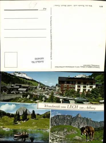 449499,Lech am Arlberg Teilansicht Körbersee Rote Wand Kuh Mehrbildkarte