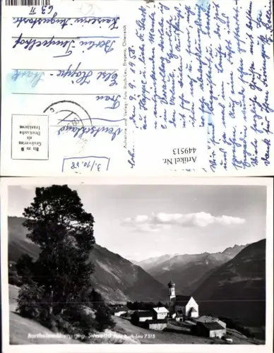 449513,Bartholomäberg Totale Kirche geg. Silvretta Bergkulisse pub Risch-Lau 7315