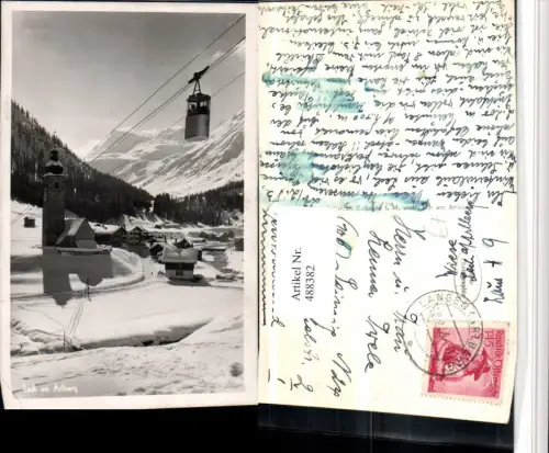 488382,Lech am Arlberg Teilansicht Seilbahn Bergkulisse Winterbild