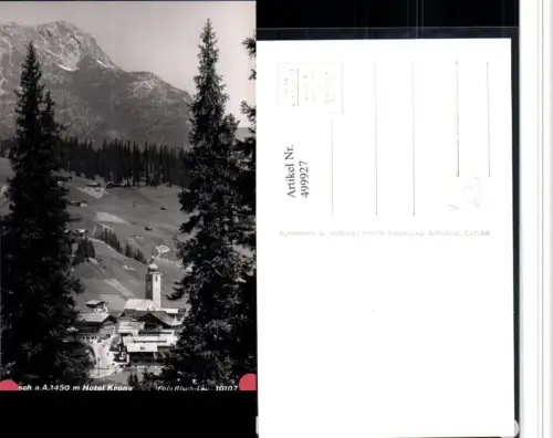 499927,Lech am Arlberg Hotel Krone Kirche Bergkulisse pub Risch-Lau 10107