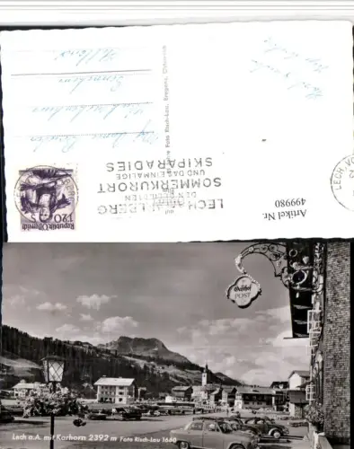 499980,Lech Gasthof Post Straßenansicht VW-Käfer pub Risch-Lau 1660