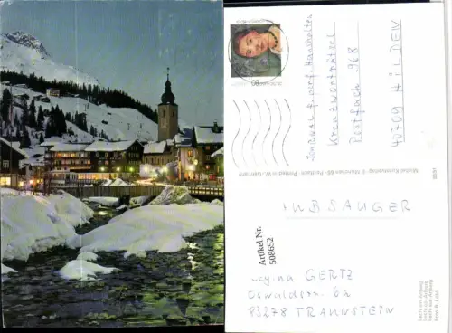 508652,Lech am Arlberg Teilansicht Hotel Krone Bergkulisse Winterbild