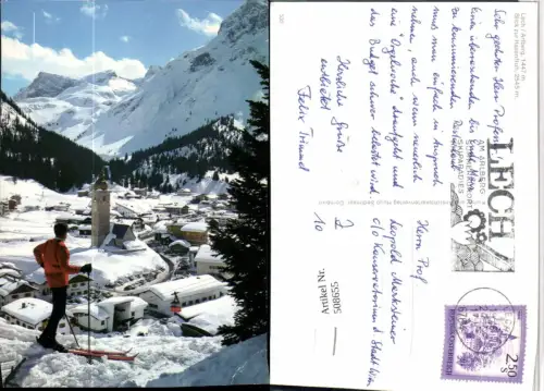 508655,Lech am Arlberg Totale m. Hasenfluh Bergkulisse Skifahrer Winterbild