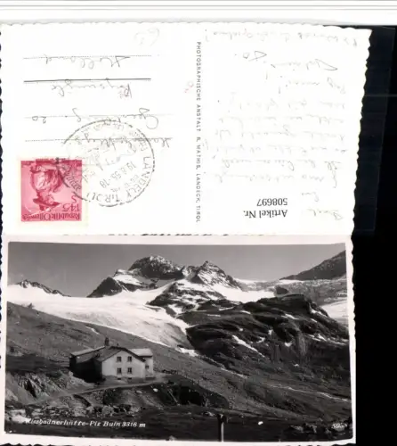 508697,Wiesbadnerhütte Berghütte b. Partenen m. Piz Buin Bergkulisse