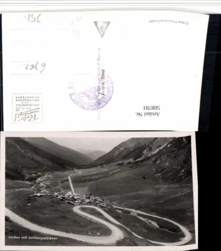508701,Stuben am Arlberg Totale m. Arlbergstraße Bergkulisse