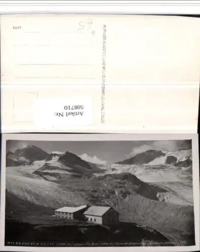 508710,Wiesbadener-Hütte Berghütte b. Partenen geg. Piz Buin Bergkulisse