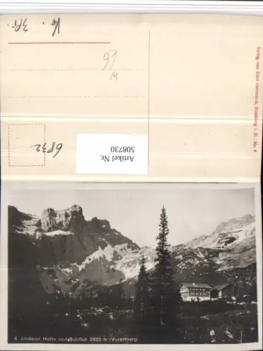508730,Lindauer-Hütte Berghütte b. Tschagguns m. Sulzfluh Bergkulisse