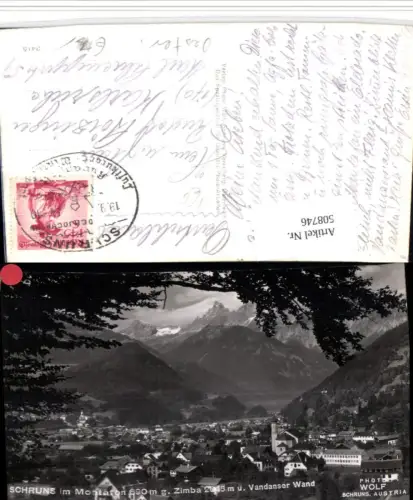508746,Schruns im Montafon Totale geg. Zimba Bergkulisse pub Foto Wolf