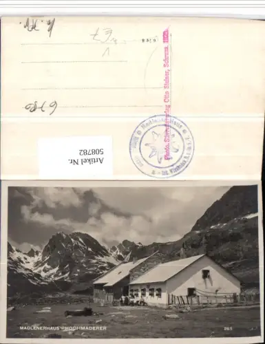 508782,Madlenerhaus Berghütte b. Partenen Bergkulisse pub Otto Steiner 265