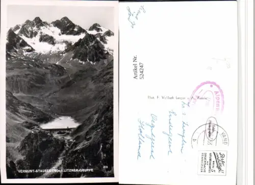 524247,Vermunt-Stausee b. Partenen geg. Litzner-Gruppe Bergkulisse