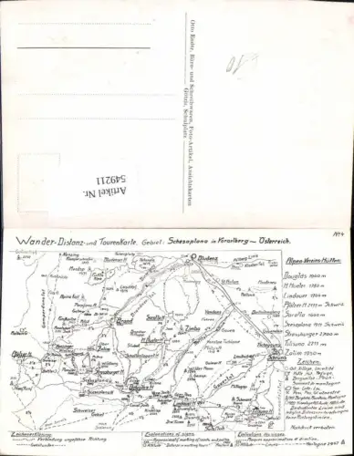 tolle Wanderlandkarte Landkarte AK Bludenz Brand Vandans Gauen Schruns Nenzing Tschagguns
