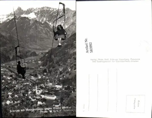 583992,Foto Ak Schruns im Montafon m. Hochjochbahn geg. Zimba Sessellift