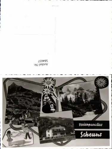 584037,Mehrbild Ak Schruns im Montafon Ansicht m. Kirche Berge