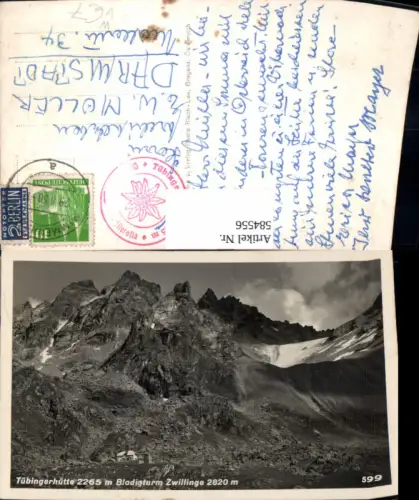 584556,Foto Ak Tübinger Hütte Gaschurn Tübingerhütte m. Blodigturm Zwillinge pub Risch-Lau 599