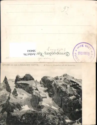 584561,Litho Tschagguns Lindauer Hütte Drei Türme u. Drusenfluh v. d. Gaisspitze