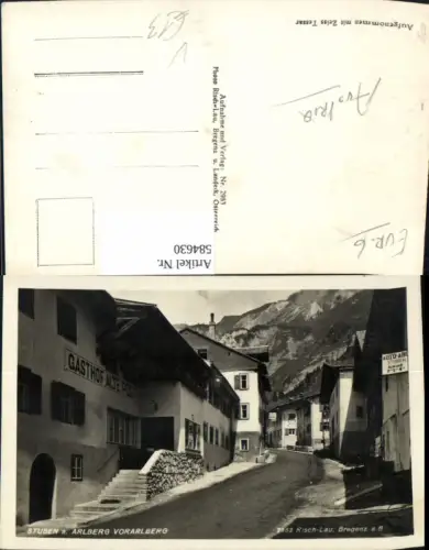 584630,Foto Ak Klösterle Stuben a. Arlberg Dorfansicht Gasthof Alte Post pub Risch-Lau 2983