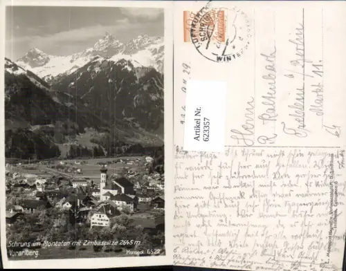 623357,Foto Ak Schruns i. Montafon m. Zimbaspitze