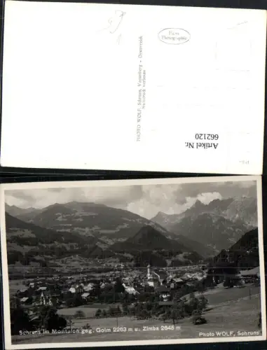 662120,Foto Ak Schruns i. Montafon geg. Golm u. Zimba pub Photo Wolf