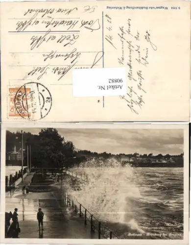 90882,Bregenz am Bodensee Brandung am Hafen 1930