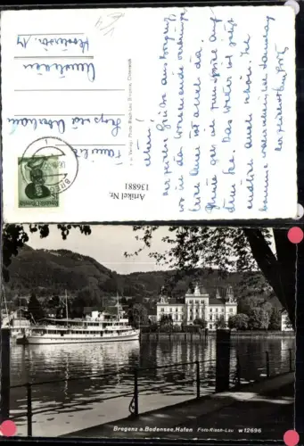 136881,Bregenz a. Bodensee Hafen Ansicht Schiff Dampfer 1955 pub Risch Lau W 12696