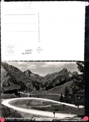 136918,Hochtannbergstrasse b. Nesslegg geg. Rathorn Schadonapass u. Künzelspitz Ansicht pub Risch Lau W 12456