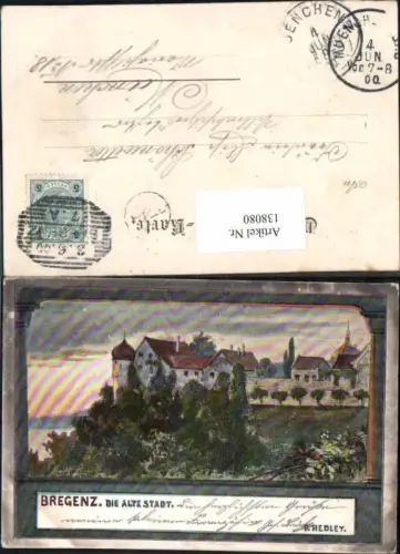 138080,Litho Bregenz am Bodensee Die alte Stadt Gebhardsberg signiert P. Hedley