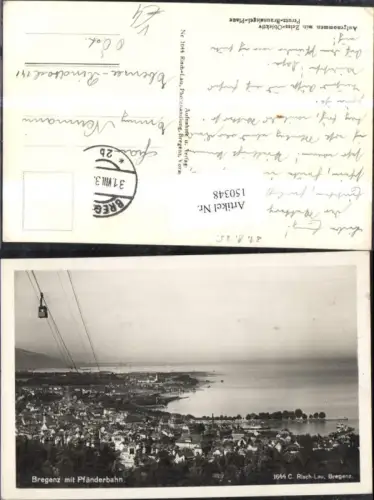 150348,Bregenz m. Pfänderbahn Ansicht Seilbahn Gondel 1935 pub Risch Lau 1644