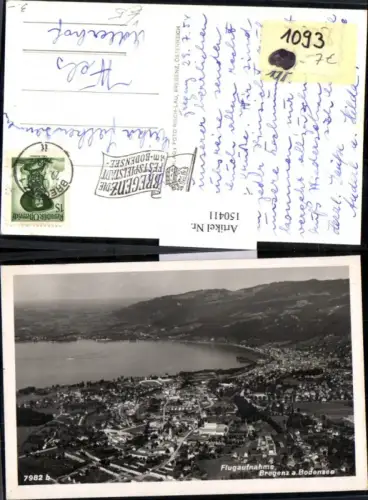 150411,Bregenz a. Bodensee Fliegeraufnahme 1954 pub Risch Lau 7982 b
