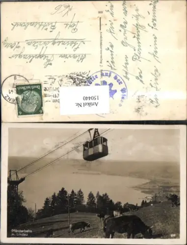 150440,Pfänderbahn m. Lindau Bregenz Bodensee Ansicht Seilbahn Gondel Kühe 1941 pub J Bader 658