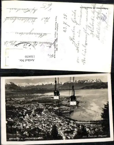 150450,Bregenz m. Pfänderbahn 1938 Ansicht Seilbahn Gondel pub Risch Lau 4981