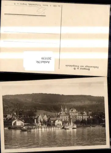 Bregenz a. Bodensee Hafenanlage Hafen m. Postgebäude Post pub J. Bader 1137
