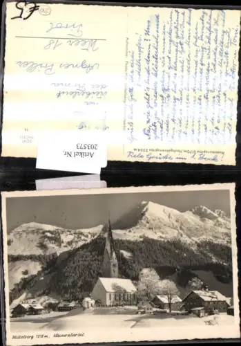 Mittelberg Totale im Kleinwalsertal Kirche m. Hammerspitze u. Hochgehrenspitze Winterbild