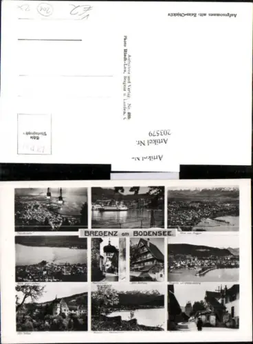 Bregenz a. Bodensee Totale Pfänderbahn Seilschwebebahn Dampfer Schloss Rathaus Mehrbildkarte pub Risch Lau 4884